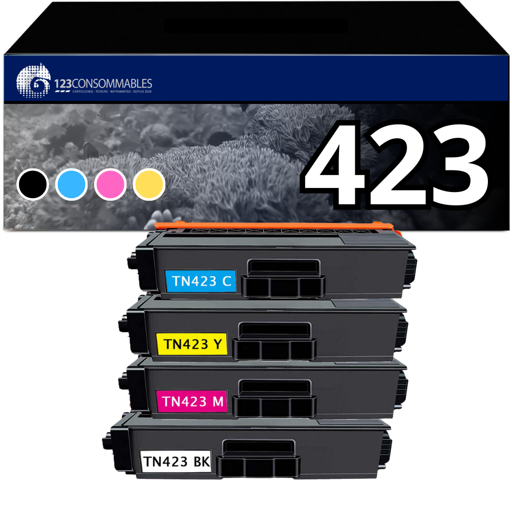 TN423 Pack 4 Cartouches de Toner pour Brother TN423 TN 423 TN-423