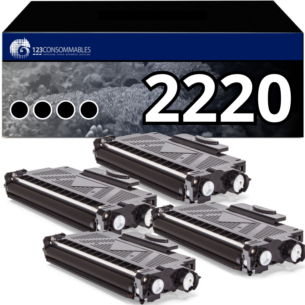 Pack 4 toners compatible BROTHER TN-2220 XL noir
