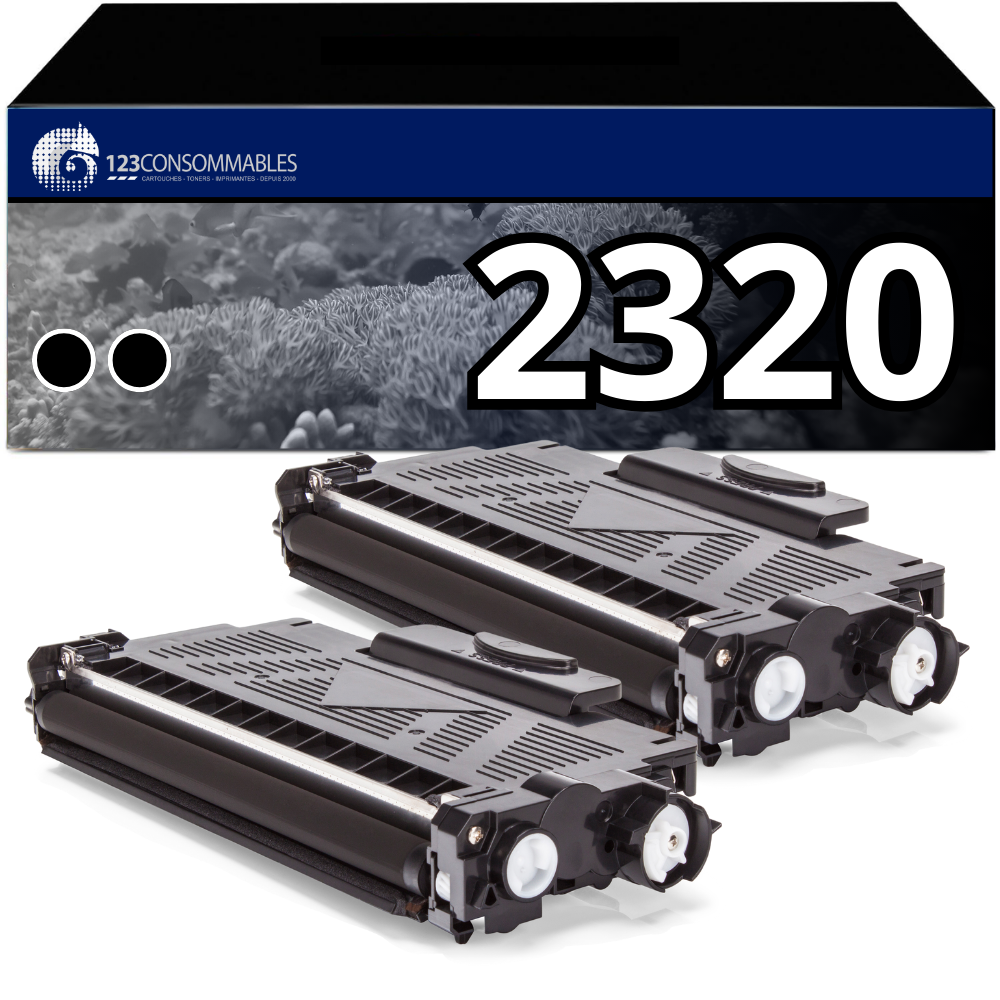 Pack 2 Toners compatibles BROTHER TN-2320 noir