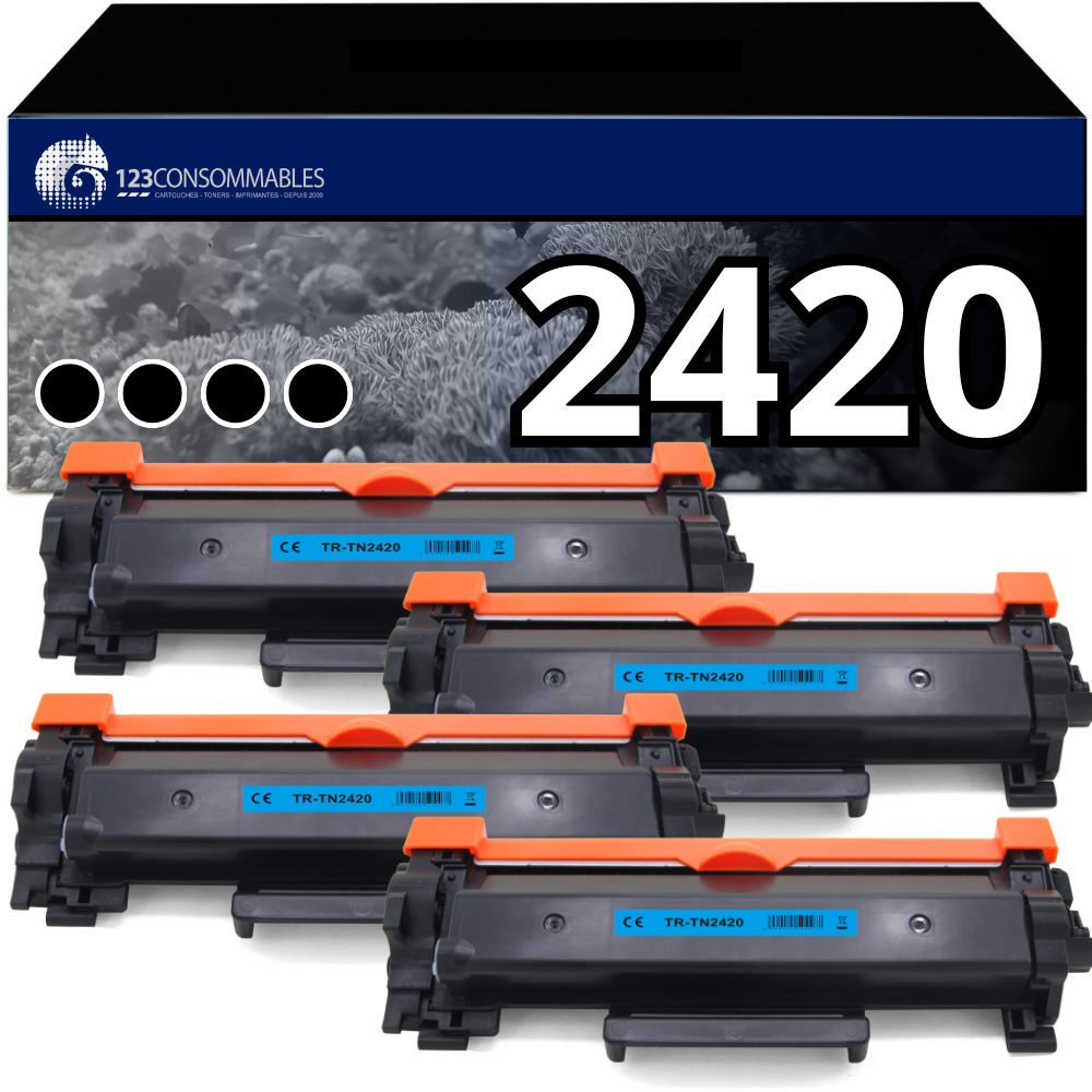 Pack 4 toners compatibles BROTHER TN-2420 noir