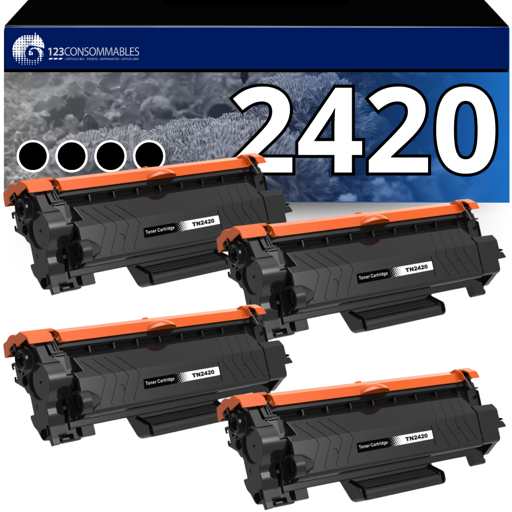 Pack 4 toners compatibles BROTHER TN-2420 noir