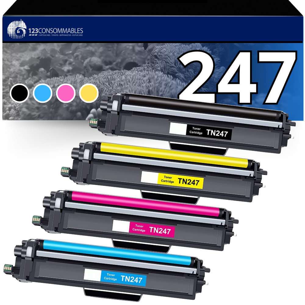 Aztech TN247 TN-243CMYK Cartouche de Toner Compatible pour Brother