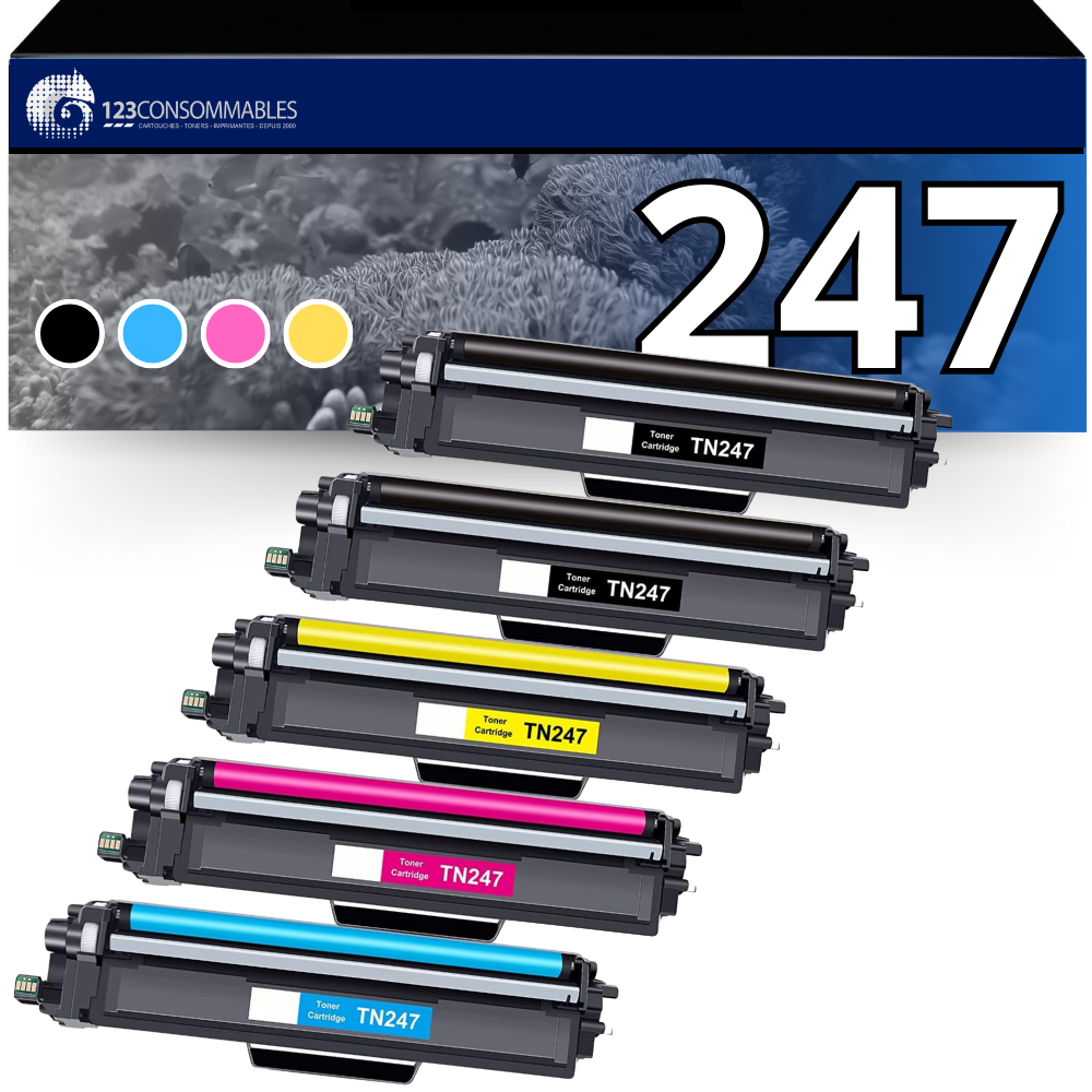 Brother TN243 (TN247) - Noir, rouge, bleu, jaune - Compatible