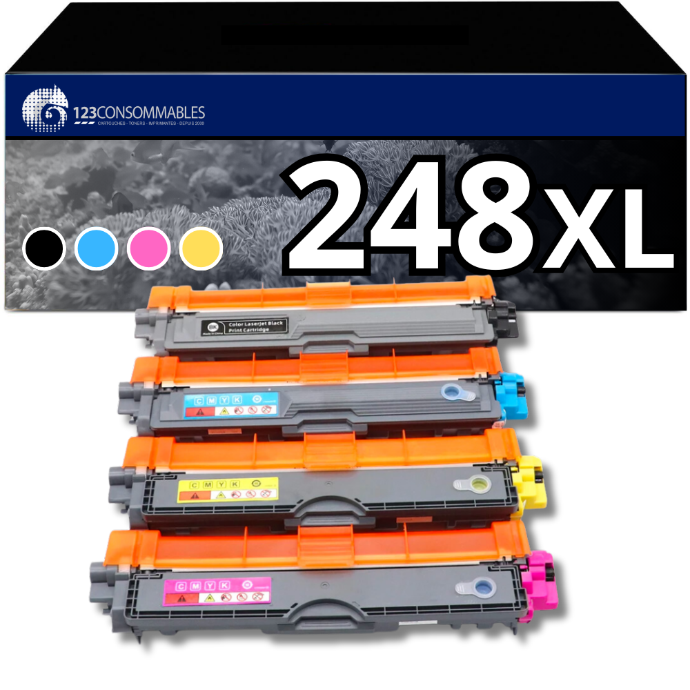 Pack 4 Toners compatible avec Brother TN248XL