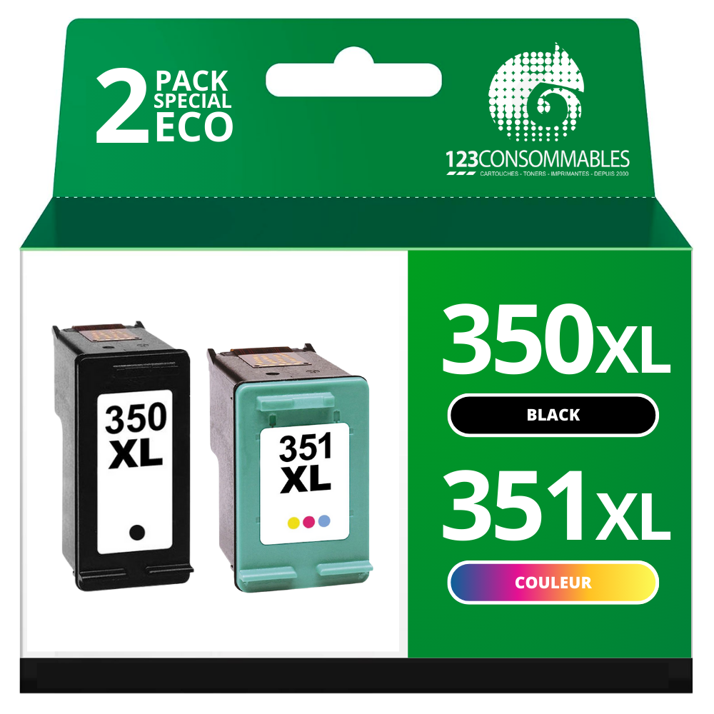 ✓ Pack compatible avec HP 350XL 351XL noir et couleur couleur pack en stock  - 123CONSOMMABLES