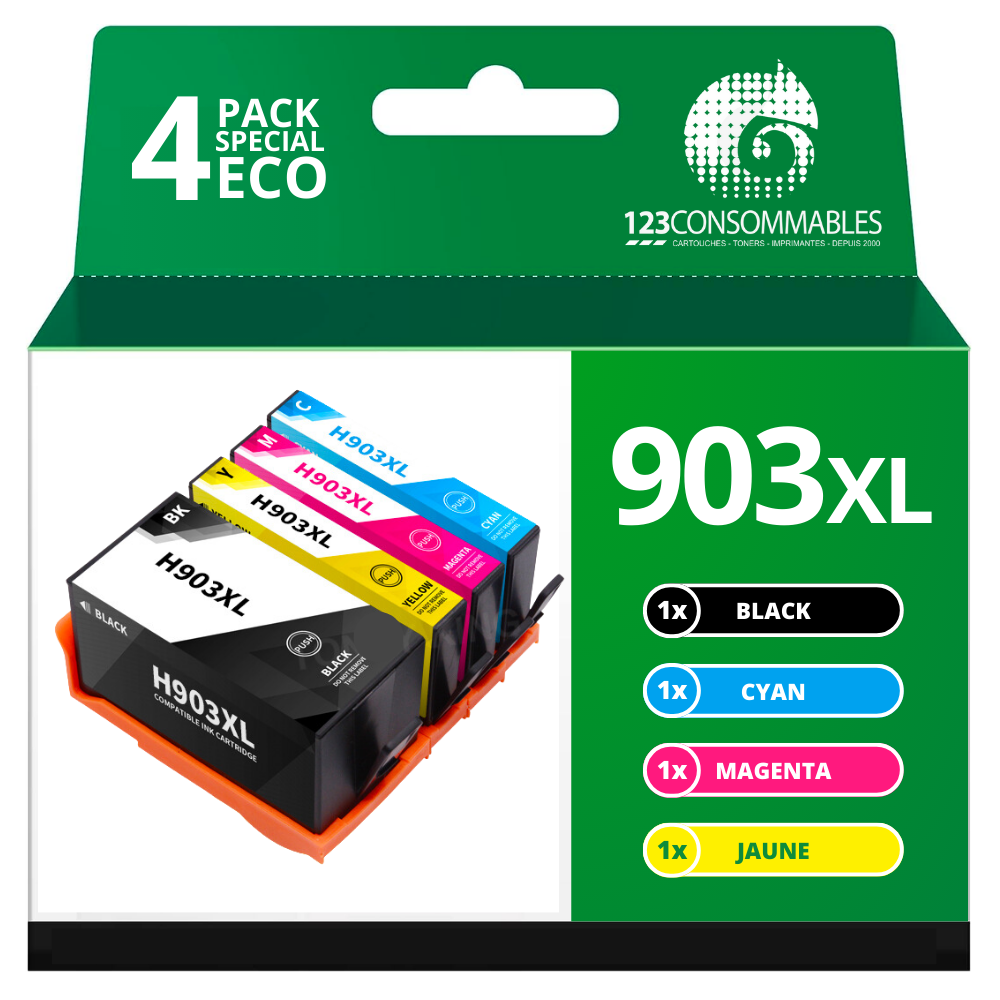 Pack 4 cartouches compatibles HP 903XL