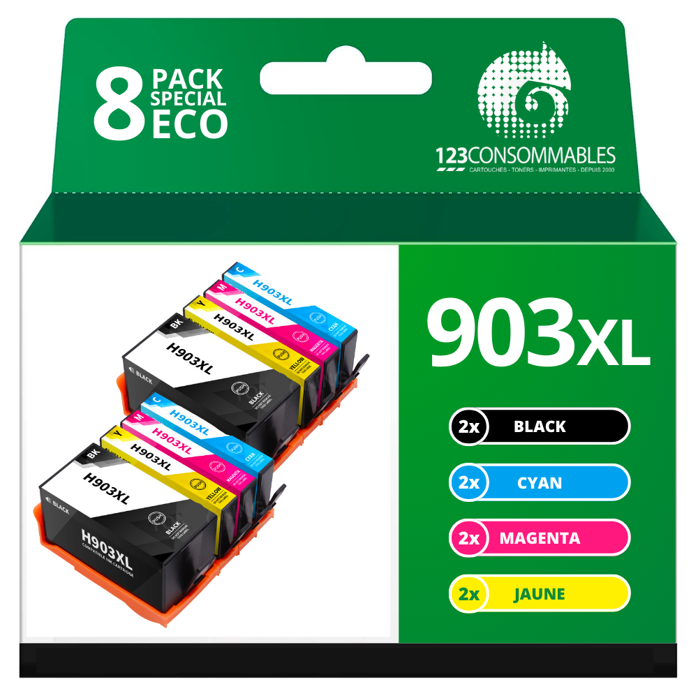 Pack 8 cartouches compatibles HP 903XL