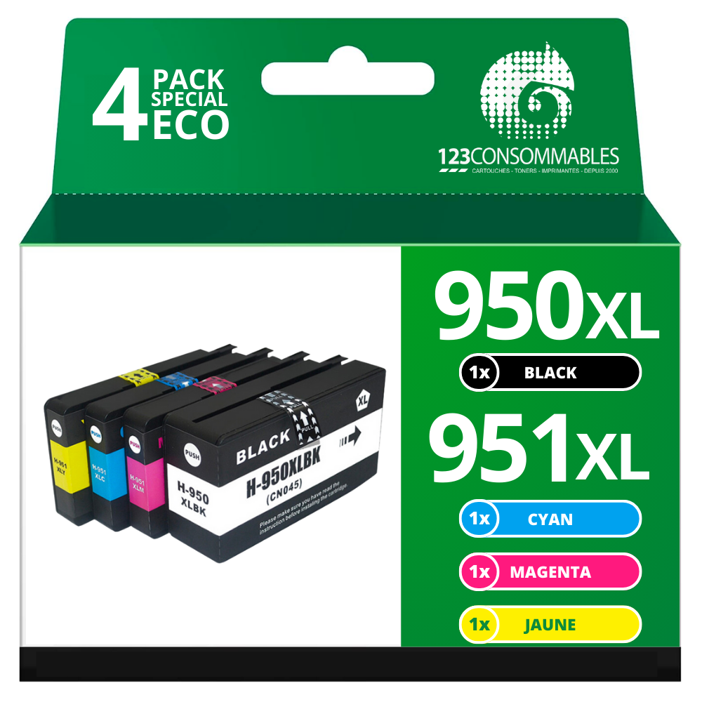 Pack 4 cartouches compatibles HP 950XL/951XL