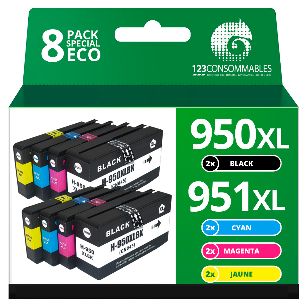Pack 8 cartouches compatibles HP 950XL/951XL