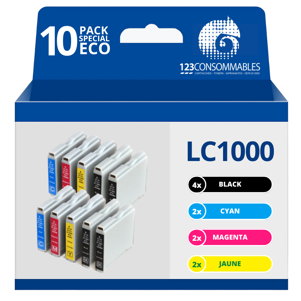 Pack 10 cartouches compatibles BROTHER LC-1000