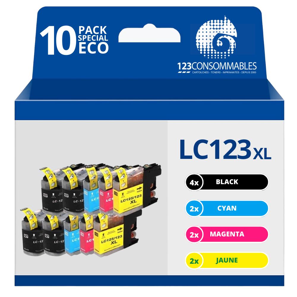 Pack 10 cartouches compatible BROTHER LC-123