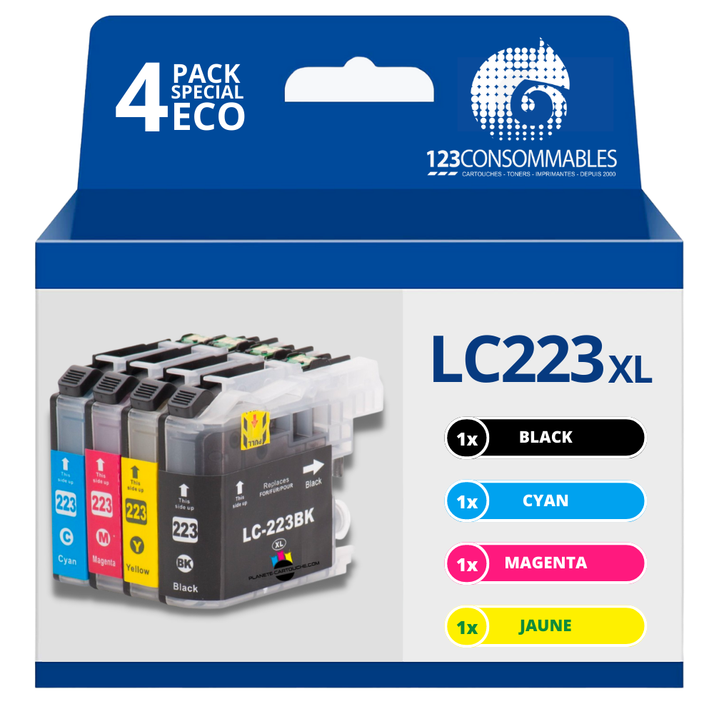 LC223C - Cartouche cyan compatible Brother pour votre imprimante jet  d'encre multifonction Brother