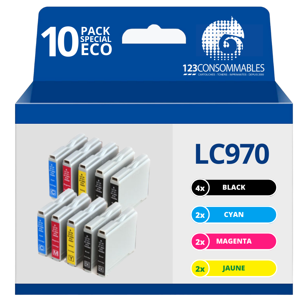 Pack 10 cartouches compatibles BROTHER LC-970