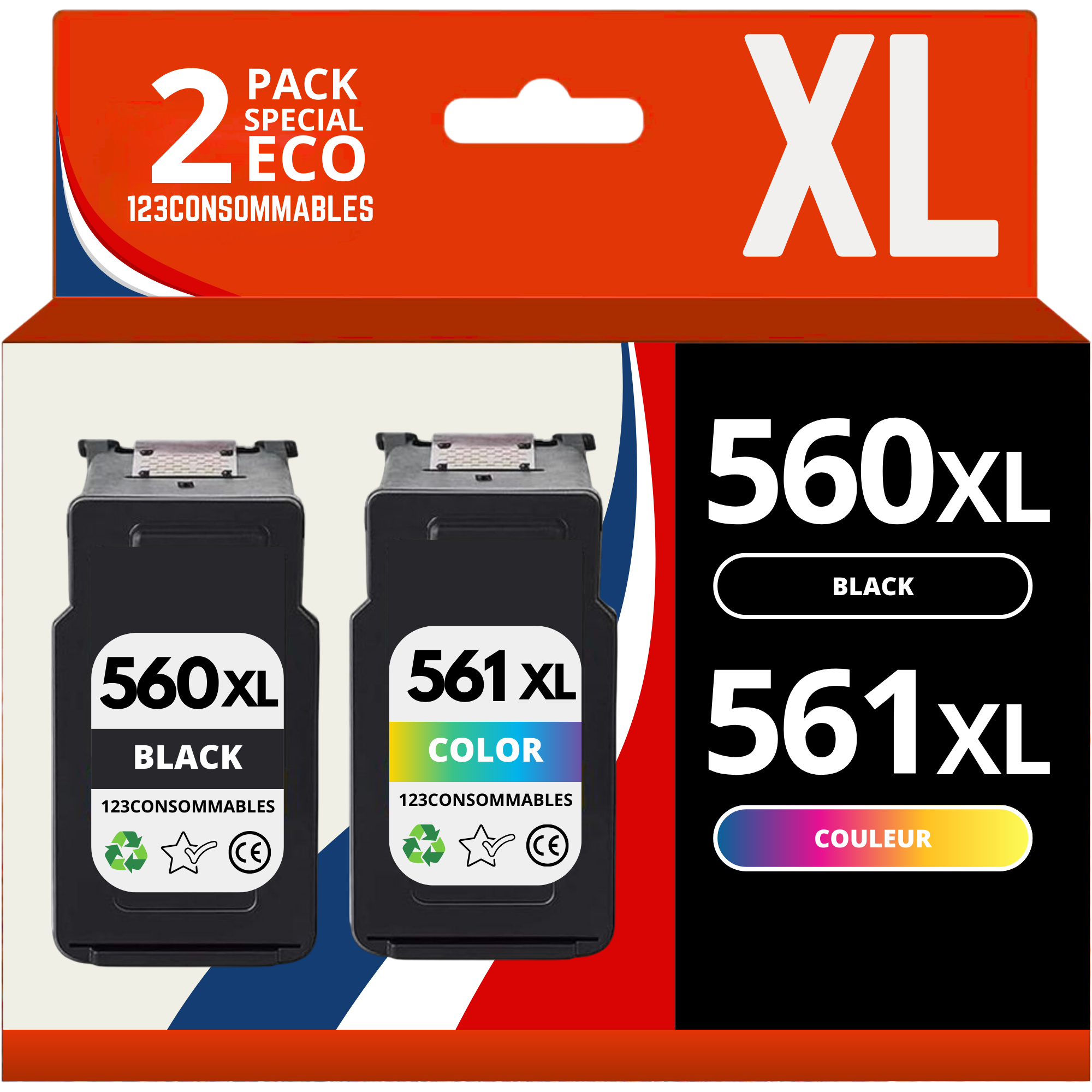 Pack 2 cartouches compatibles avec CANON PG-560XL/CL-561XL