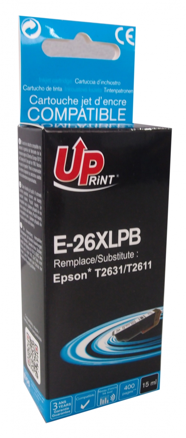 Cartouche PREMIUM compatible EPSON T26XL noir photo