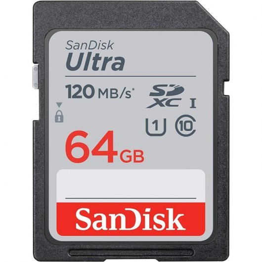 Carte Sandisk Ultra SDXC 64Go UHS-I Classe 10 120Mo/s
