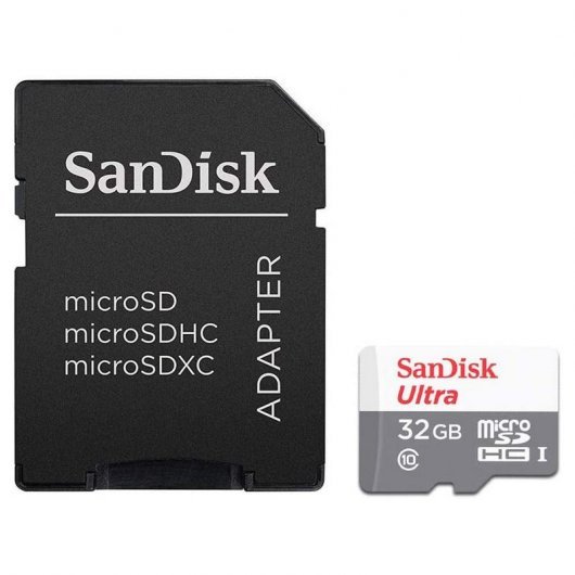 Carte Sandisk Ultra Micro SDHC 32Go UHS-I U1 Classe 10 100Mo/s + Adaptateur SD