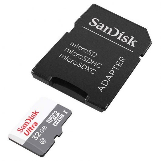 Carte Sandisk Ultra Micro SDHC 32Go UHS-I U1 Classe 10 100Mo/s + Adaptateur SD