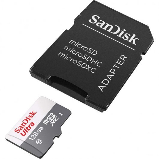 Carte Sandisk Ultra Micro SDXC 128Go UHS-I U1 Classe 10 100Mo/s + Adaptateur SD