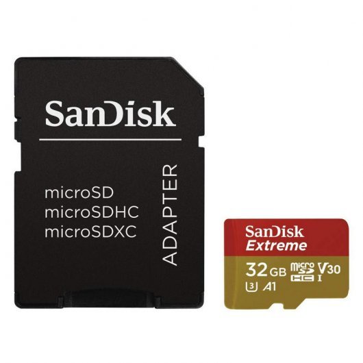 Carte Sandisk Extreme Micro SDHC 32Go UHS-I U3 A1 Classe 10 100Mo/s + Adaptateur SD