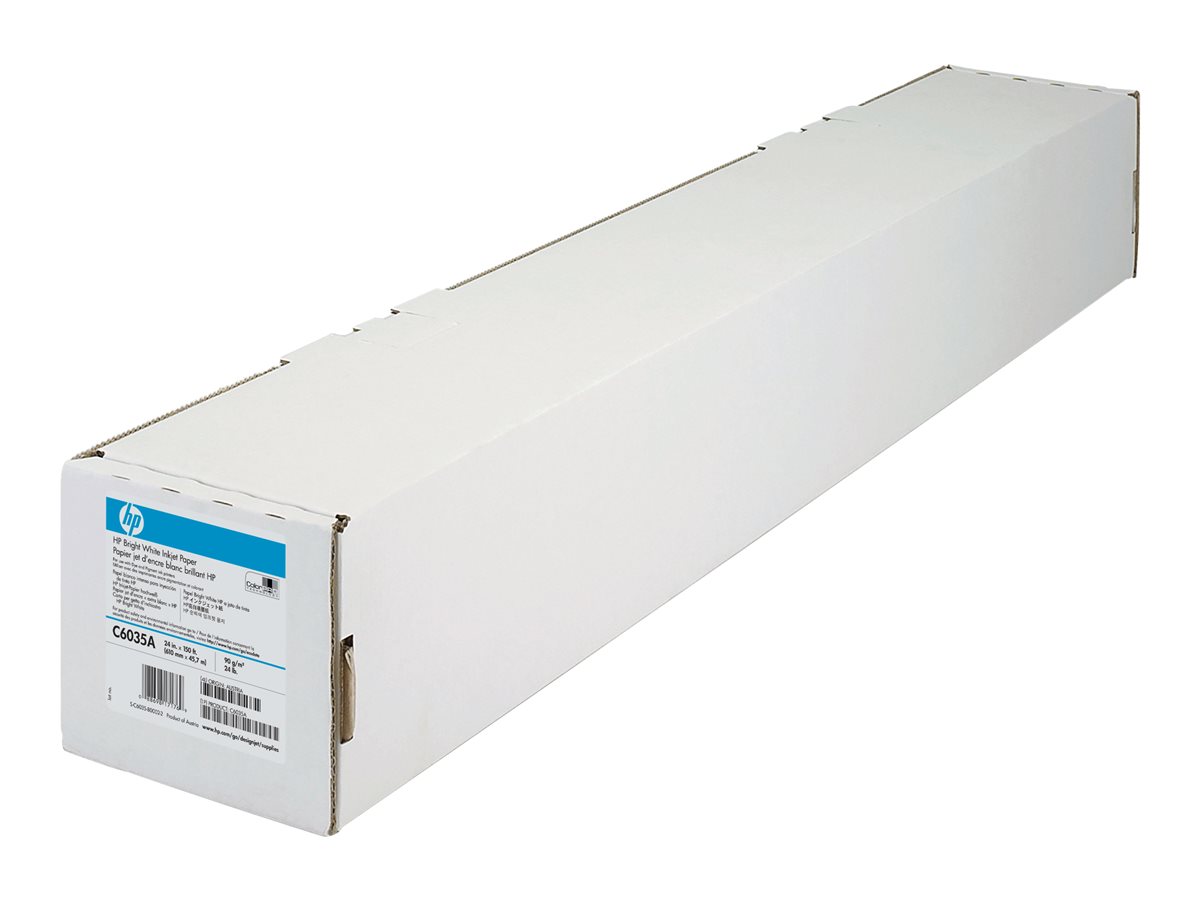 Rouleau de papier traceur HP (C6035A) Blanc brillant pour jet d'encre - 610mm x 45.7m - 90gr