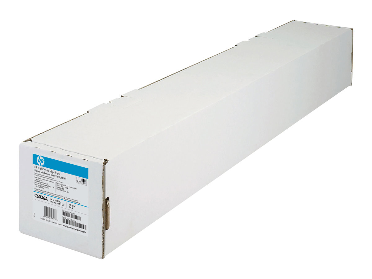 Rouleau de papier traceur HP (C6036A) - Blanc brillant pour jet d'encre - 914mm x 45.7m - 90gr