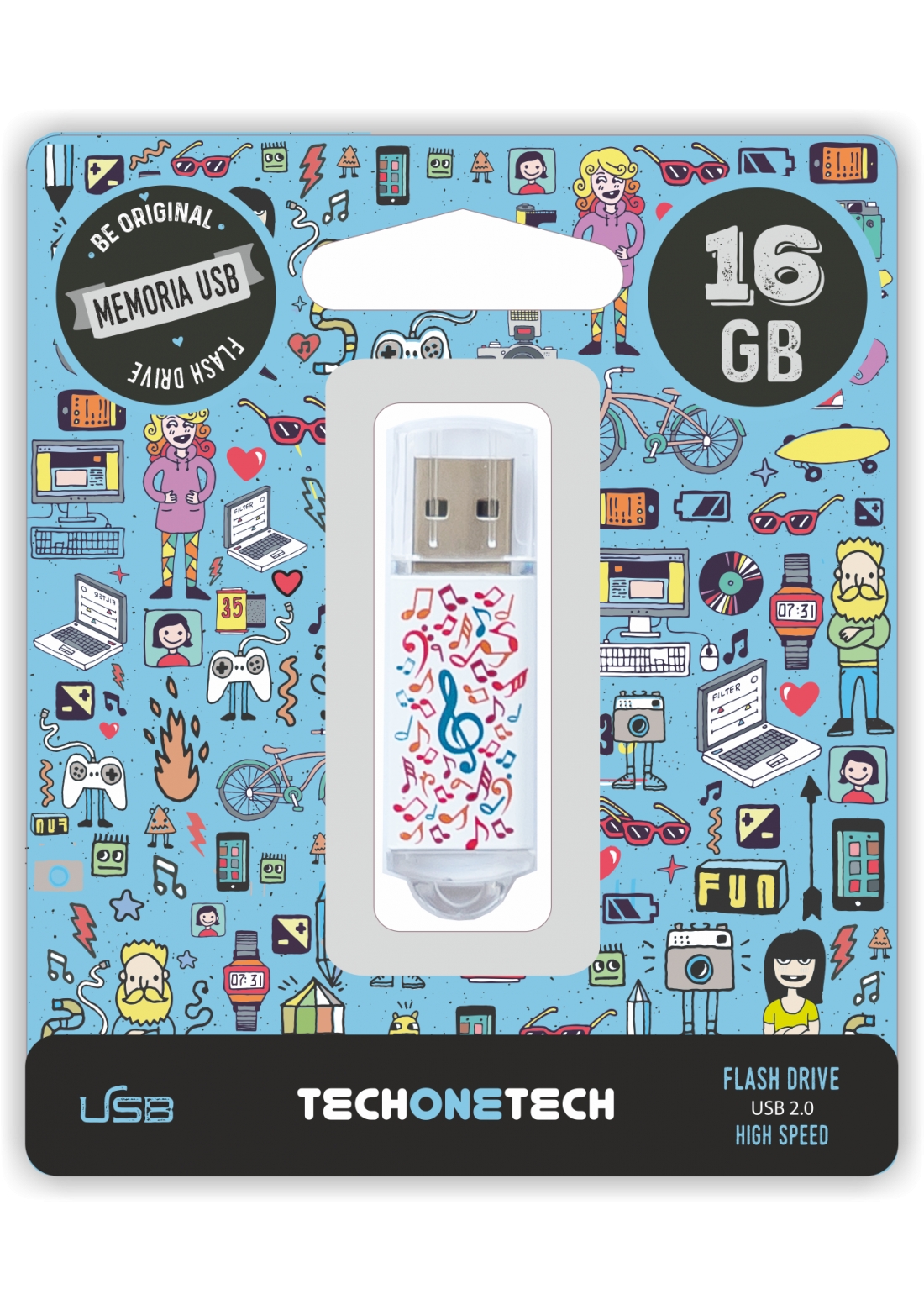 Clé USB TechOneTech Music USB 2.0 16 Go