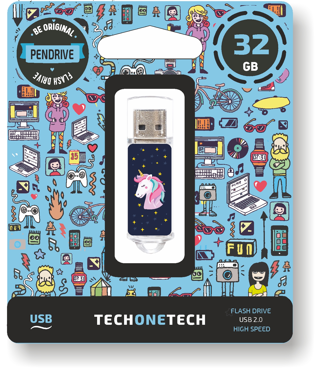 Clé USB TechOneTech Licorne USB 2.0 32 Go