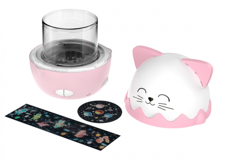 Bigben Veilleuse Musicale Enfant - Projecteur 360° - 13 Projections - 8 Mélodies - Télécommande - Sans Fil et Rechargeable - Couleur Rose