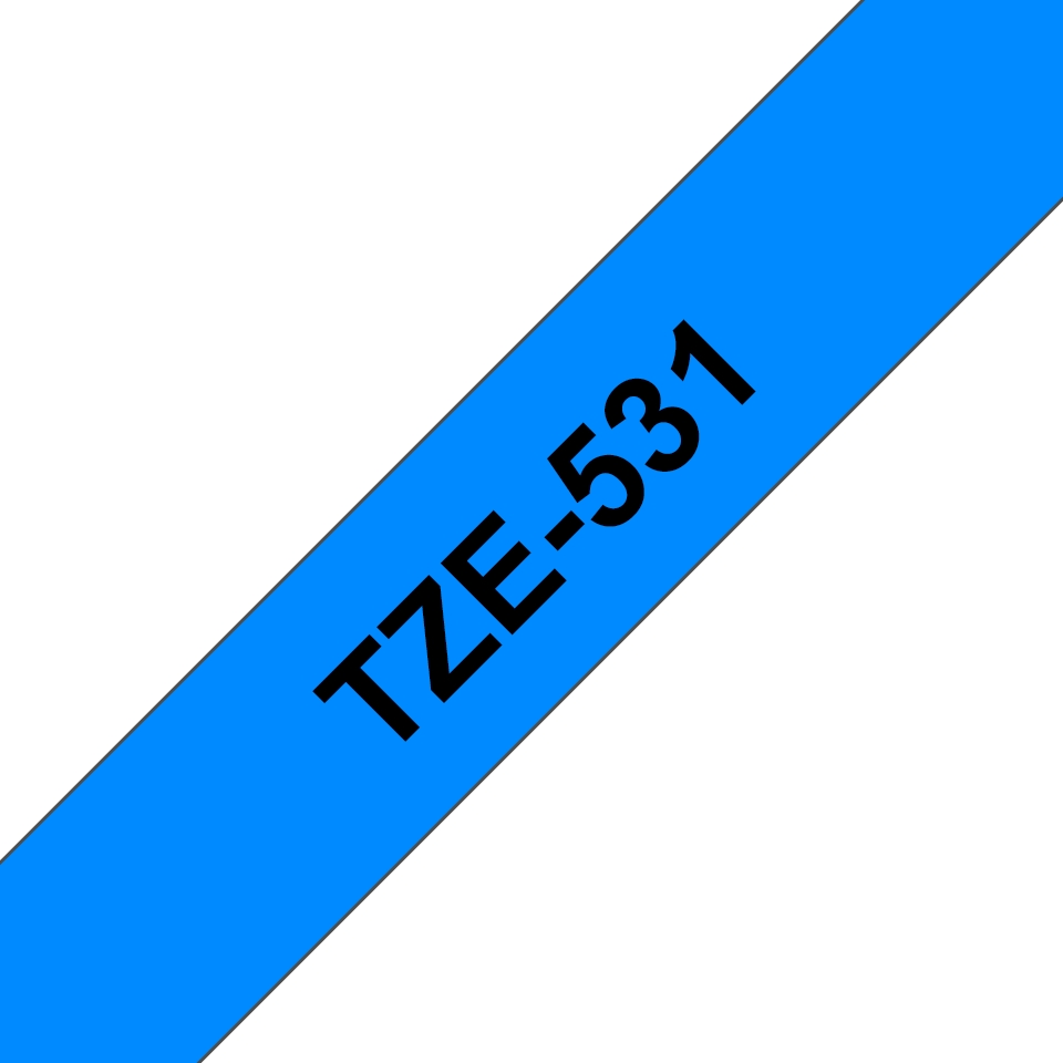 Pack de 5 Rubans adhésifs compatible avec Brother TZe531- Texte noir sur fond bleu - Largeur 12 mm x 8 mètres