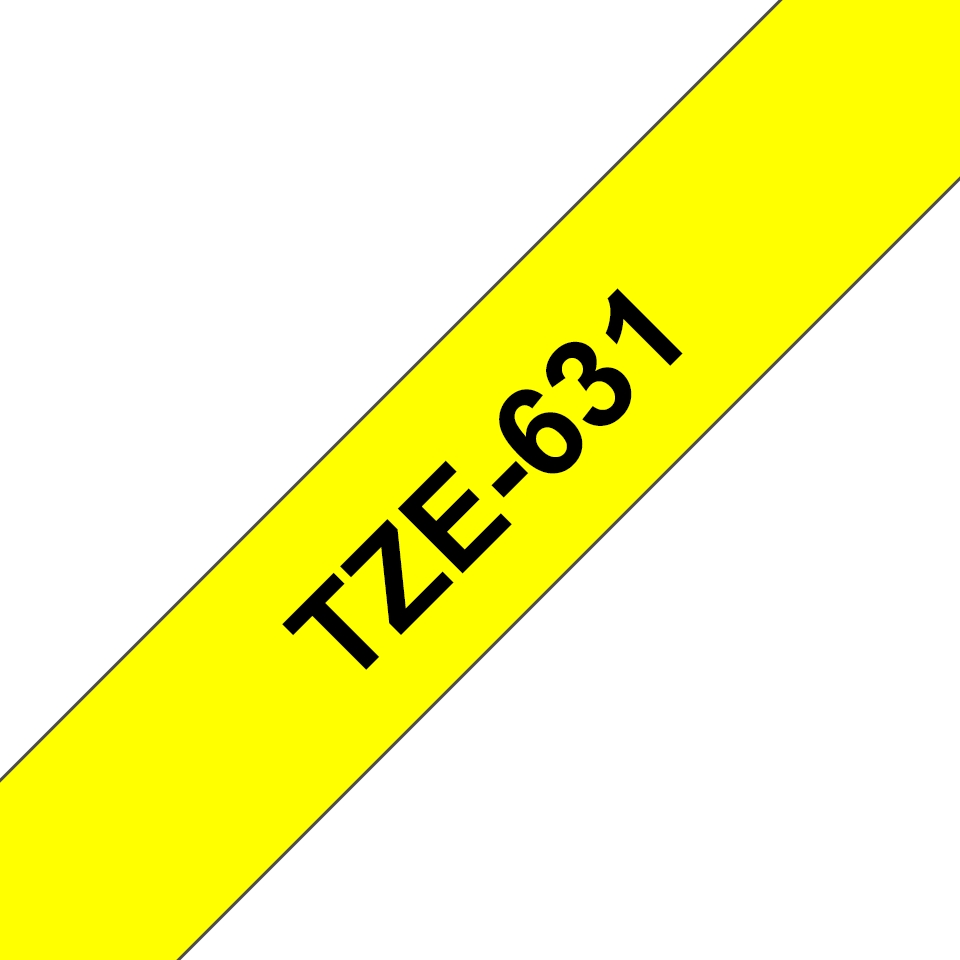 Pack de 5 Rubans adhésifs compatible avec Brother TZe631- Texte noir sur fond jaune - Largeur 12 mm x 8 mètres