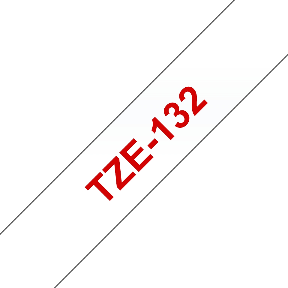 Pack de 5 Rubans adhésifs compatible avec Brother TZe132 - Texte rouge sur fond transparent - Largeur 12 mm x 8 mètres