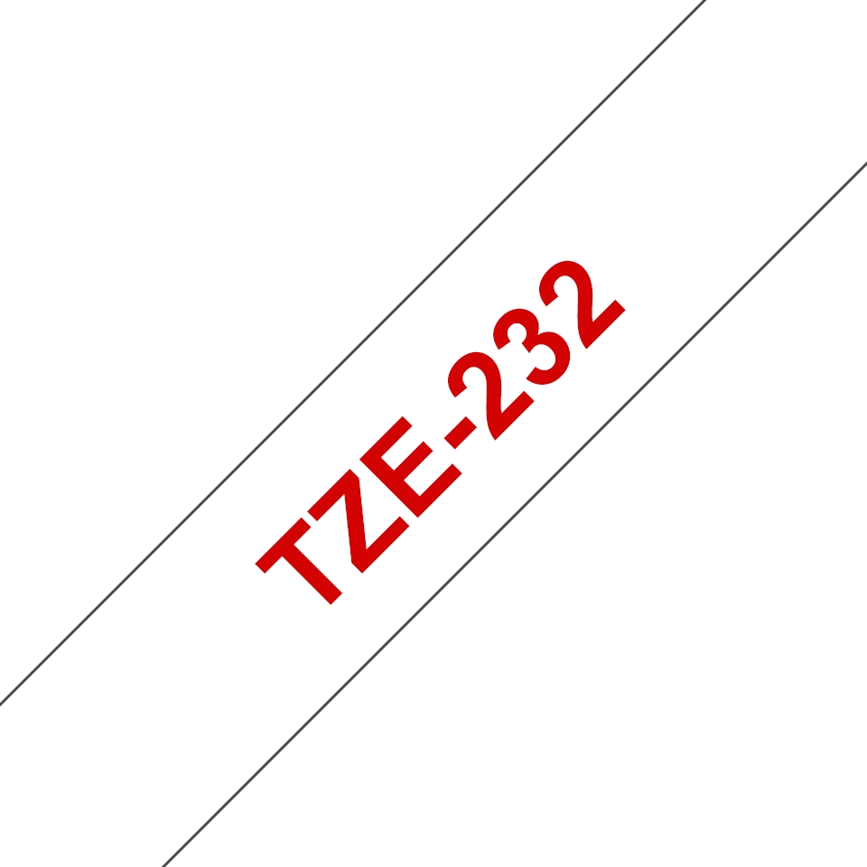 Pack de 5 Rubans adhésifs compatible avec Brother TZe232- Texte rouge sur fond blanc - Largeur 12 mm x 8 mètres