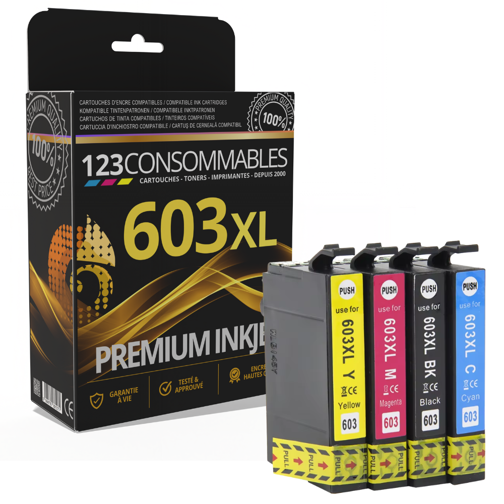 Pack 123CONSOMMABLES compatible Epson 603XL – 4 cartouches