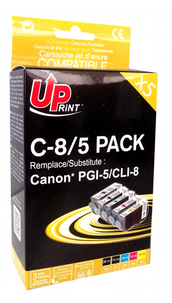 Pack UPrint compatible CANON PGI-5/CLI-8, 5 cartouches