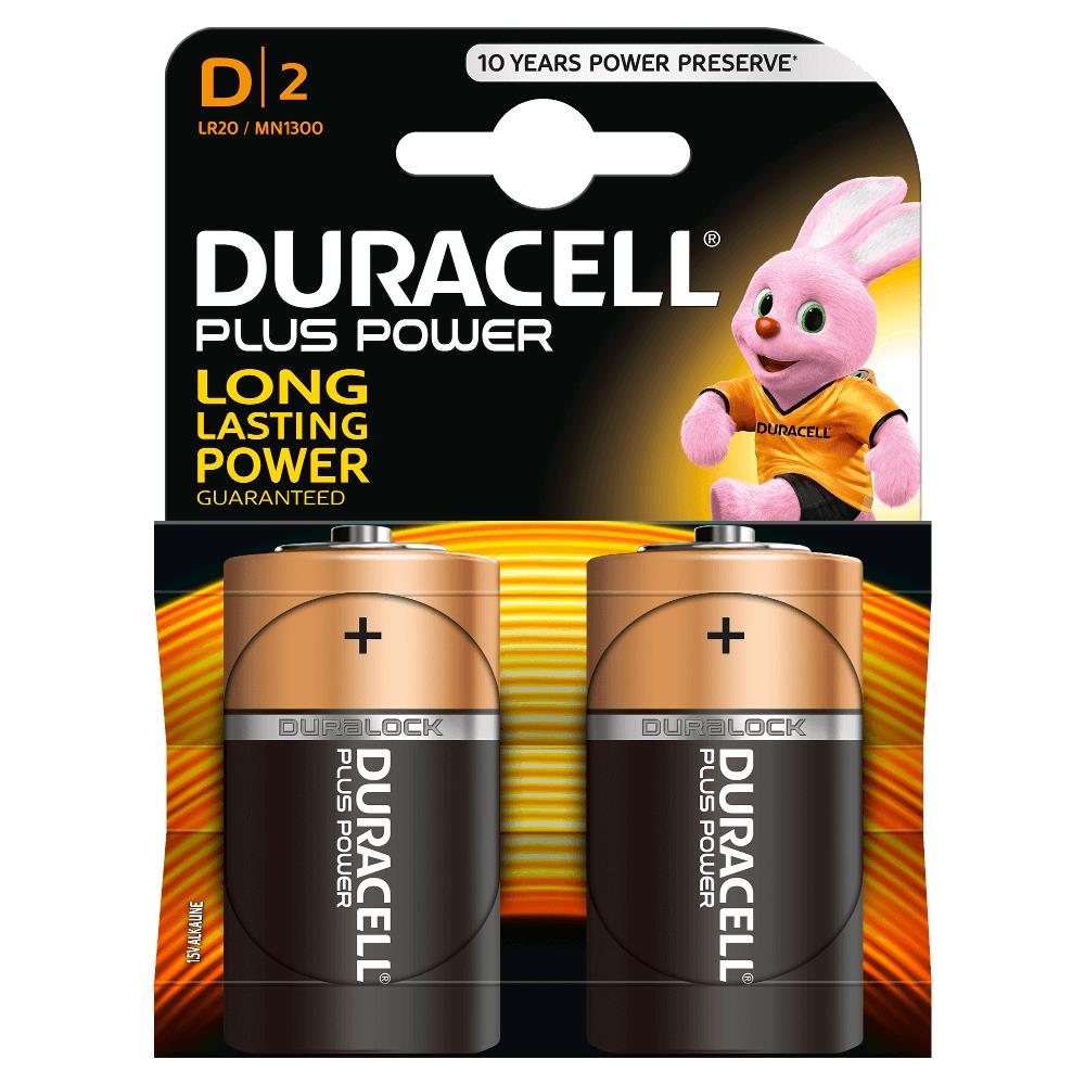 Piles alcalines Duracell MN1300B2 D LR20 1.5V Plus Power (2 unités)