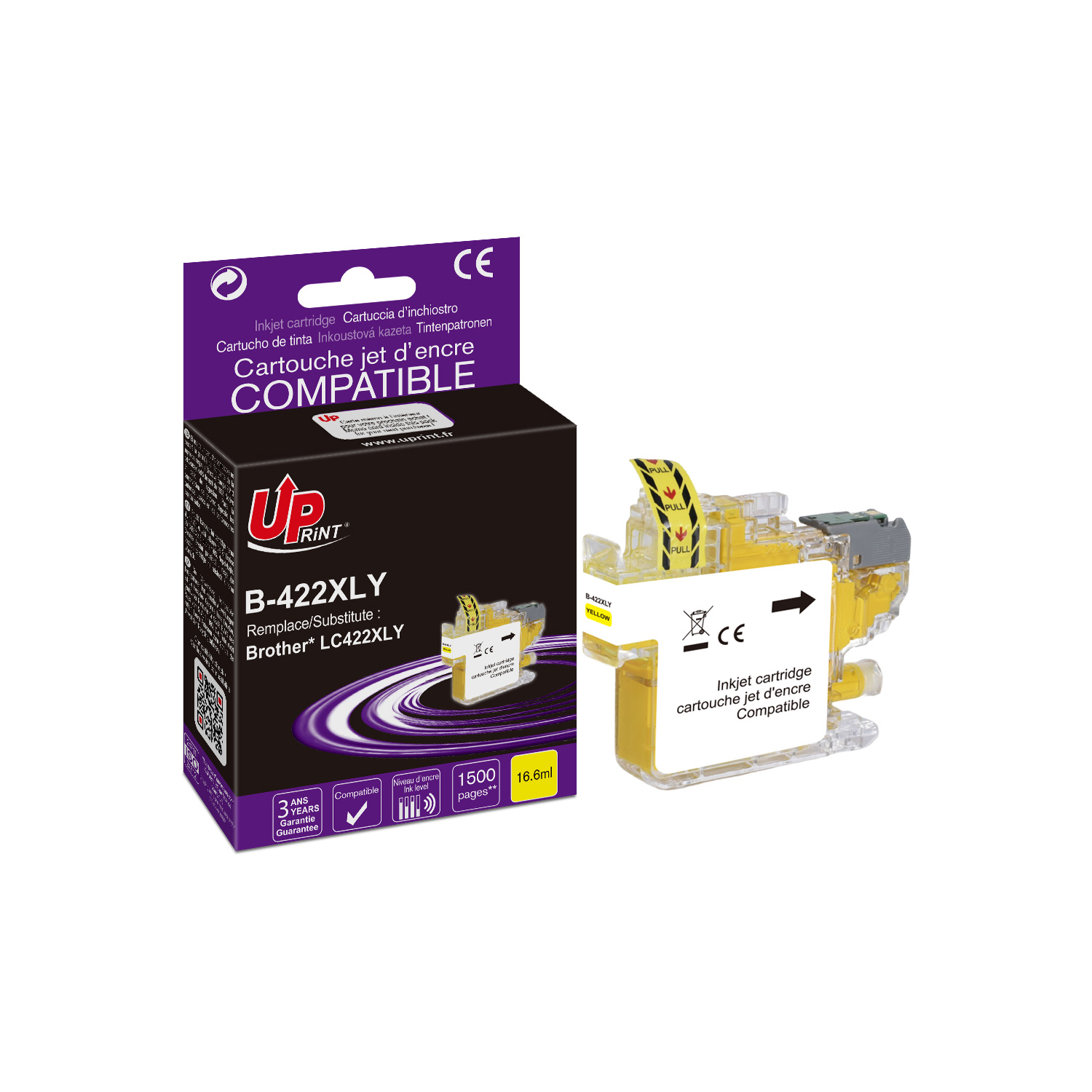 Cartouche Jet d'Encre Compatible Brother LC422XLY Jaune