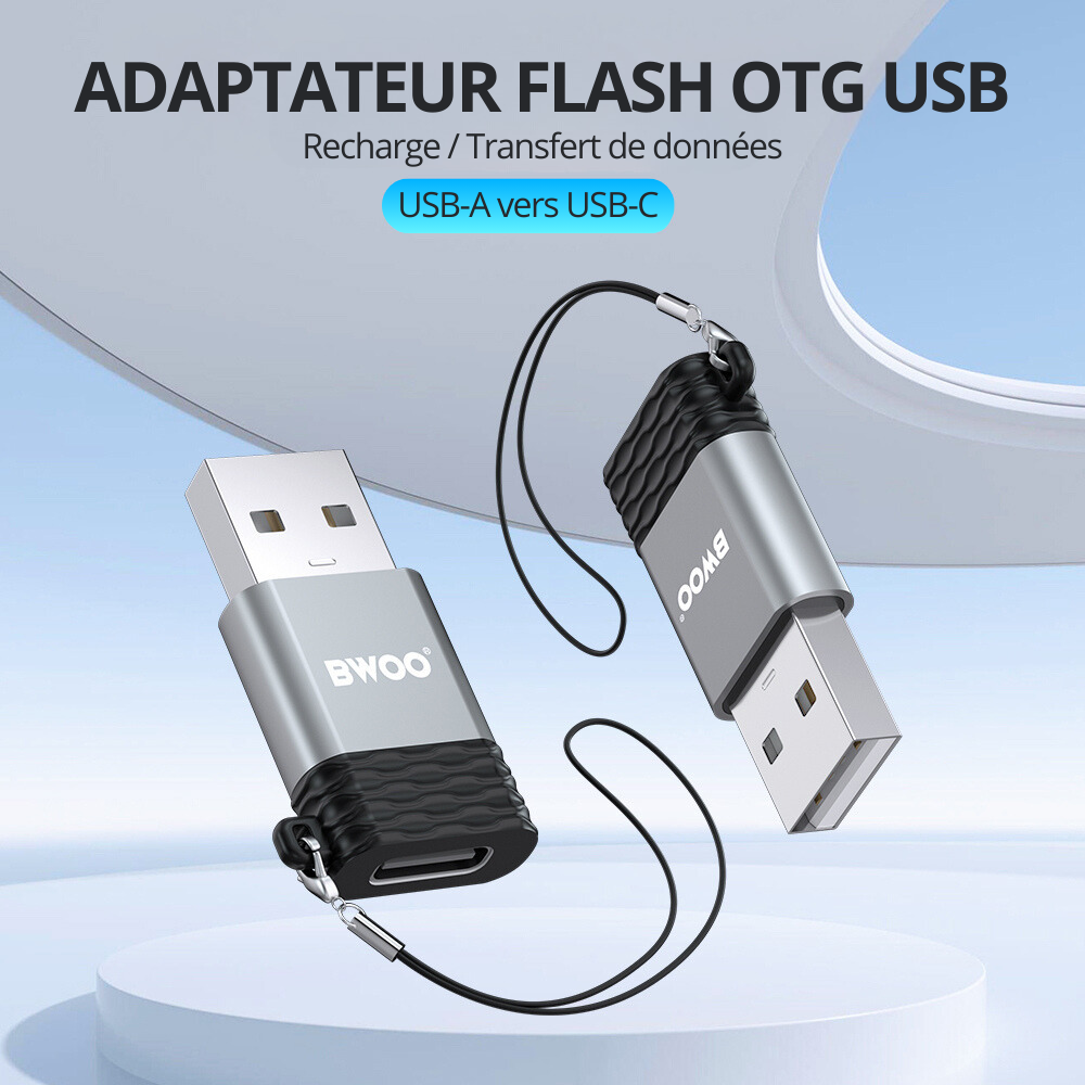 BWOO Pack 2 Adaptateurs BZ-38 - USB vers USB C - Gris