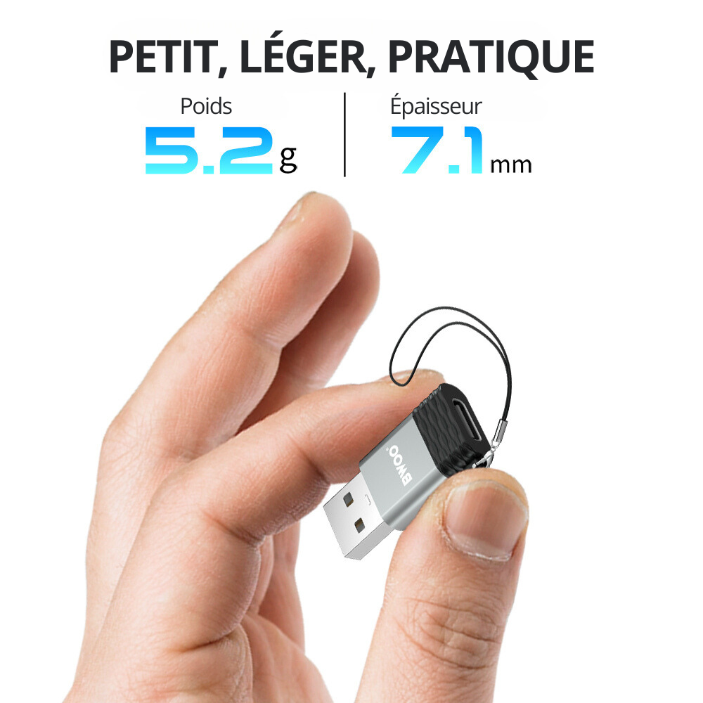 BWOO Pack 2 Adaptateurs BZ-38 - USB vers USB C - Gris