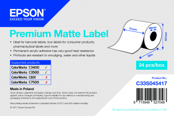 Epson C33S045417 (S045417) Rouleau adhesif continu Premium Matte 51mm x 35 mm pour TM-3400