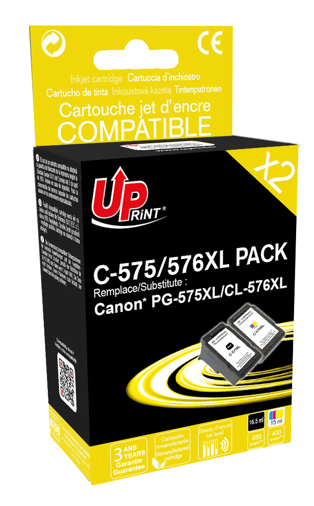 Pack UPrint compatible CANON PG-575XL/CL-576XL, 2 cartouches