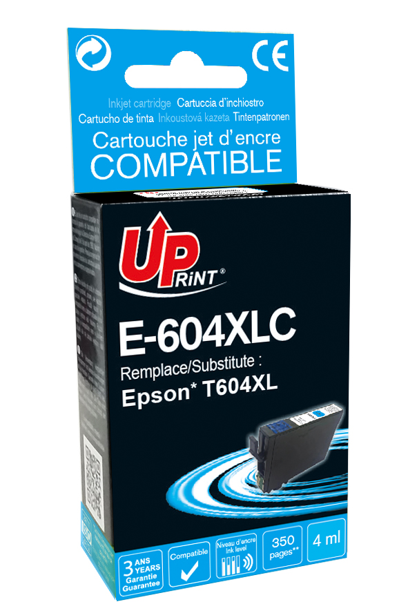 Cartouche Uprint EJ604XLCUP compatible Epson 604XL (Ananas) Cyan 350.