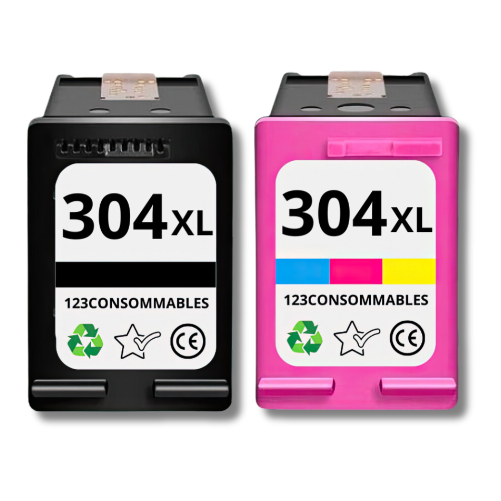 Pack 123CONSOMMABLES compatible HP 304 XL noir et couleur