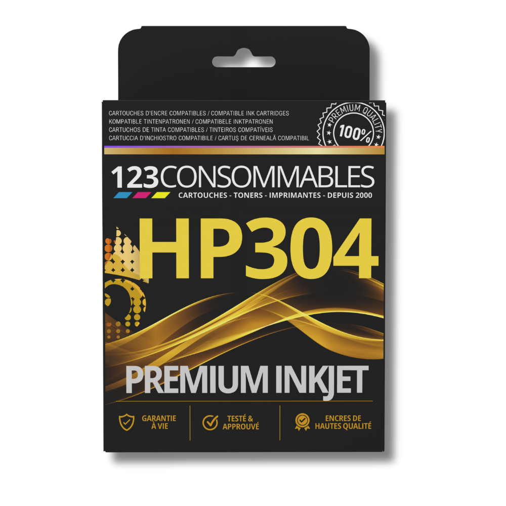 Pack 123CONSOMMABLES compatible HP 304 XL noir et couleur