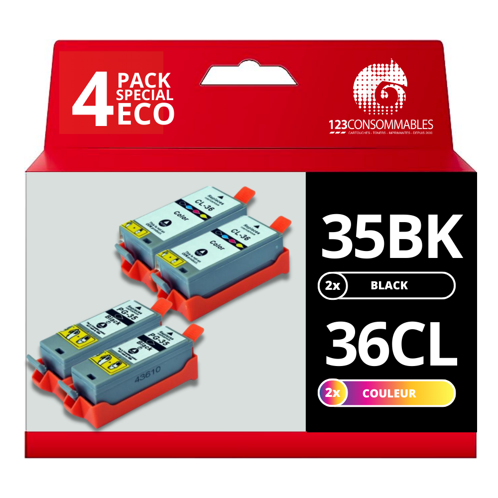 Pack compatible avec CANON PGI-35/CLI-36 4 cartouches