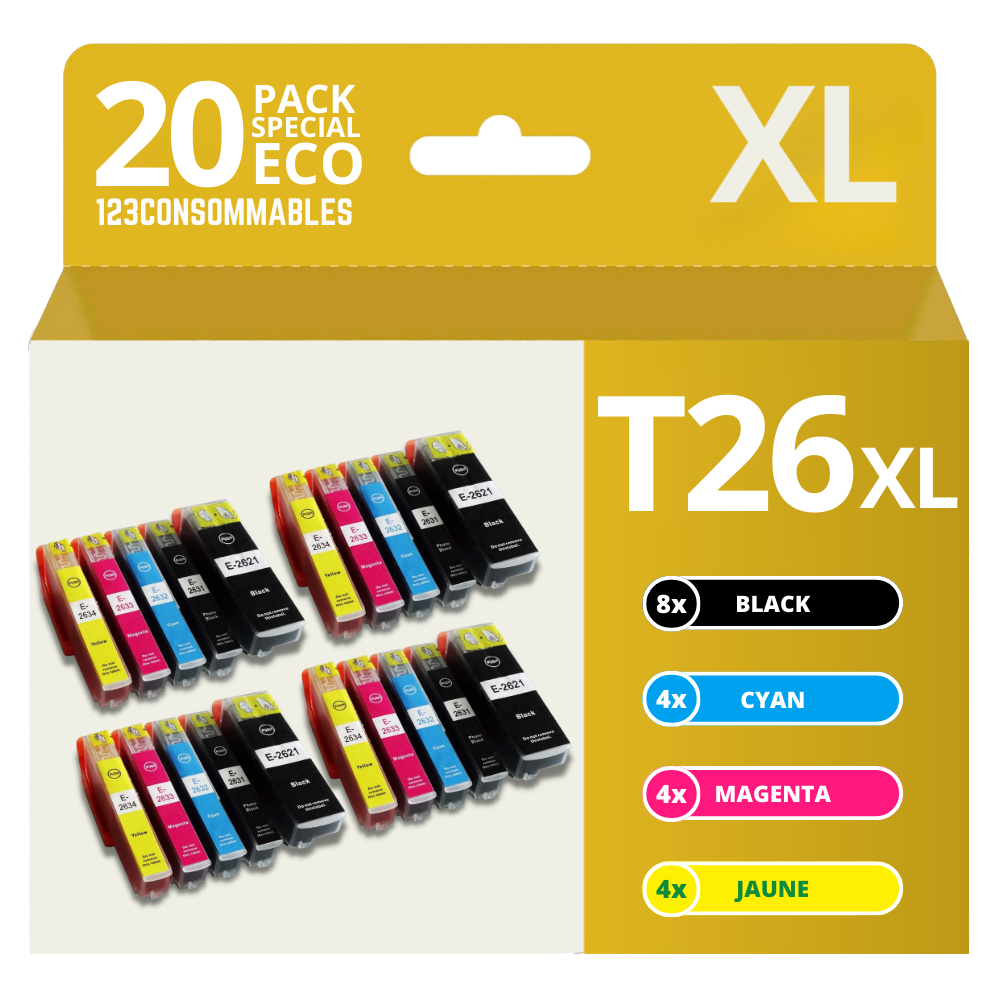 Pack compatible EPSON T26XL, 20 cartouches