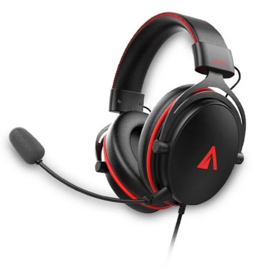 Abysm AG700 7.1 Casque Gaming avec Microphone Amovible - Arceau Ajustable - Oreillettes Rembourrées - Commandes Filaires - Câble 1,20 m - Couleur Noir/Rouge