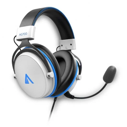 Abysm AG700 7.1 Casque Gaming avec Microphone Amovible - Arceau Ajustable - Oreillettes Rembourrées - Commandes Filaires - Câble 1,20 m - Couleur Blanc/Bleu