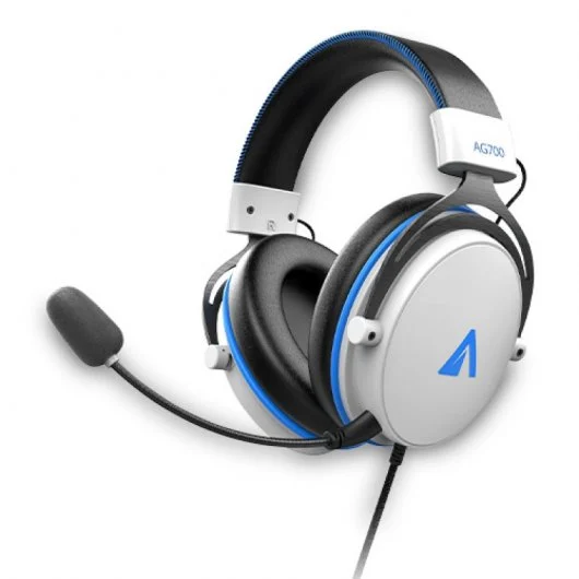 Abysm AG700 7.1 Casque Gaming avec Microphone Amovible - Arceau Ajustable - Oreillettes Rembourrées - Commandes Filaires - Câble 1,20 m - Couleur Blanc/Bleu