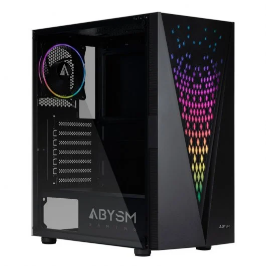 Abysm Gaming Danube Kolpa ARGB ATX, ITX, boîtier tour micro ATX - Côté Verre Trempé - 3,5" et 2,5" - USB-A 2.0/3.2 et Audio - 1 Ventilateur ARGB Installé - Prend en Charge le Refroidissement Liquide